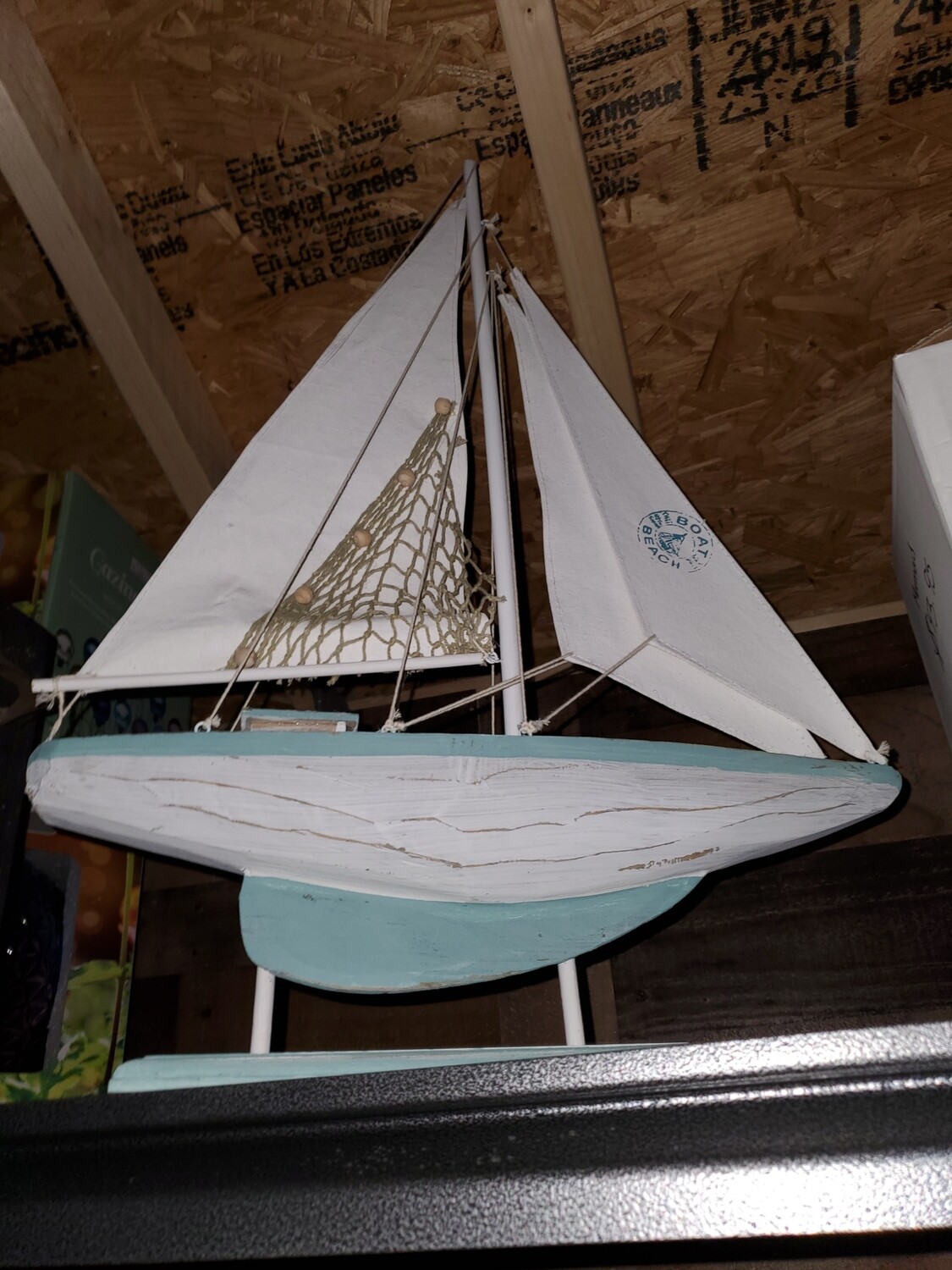 16 Inch Blue / White Sail Boat