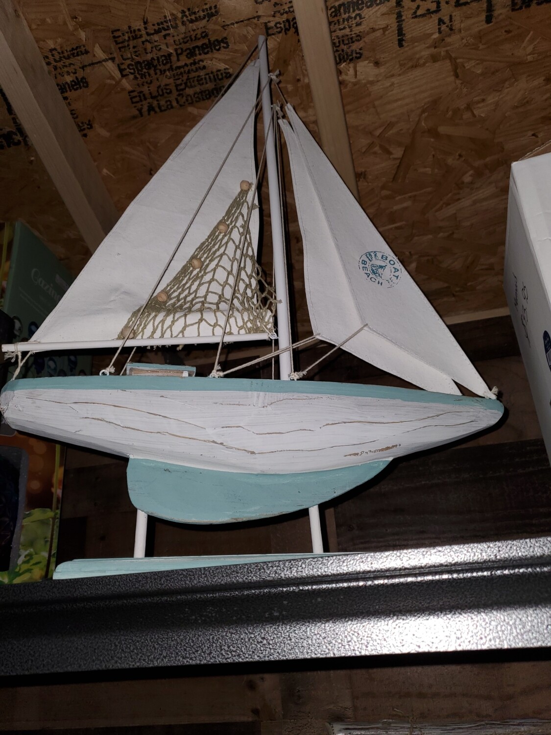 16 Inch Blue / White Sail Boat