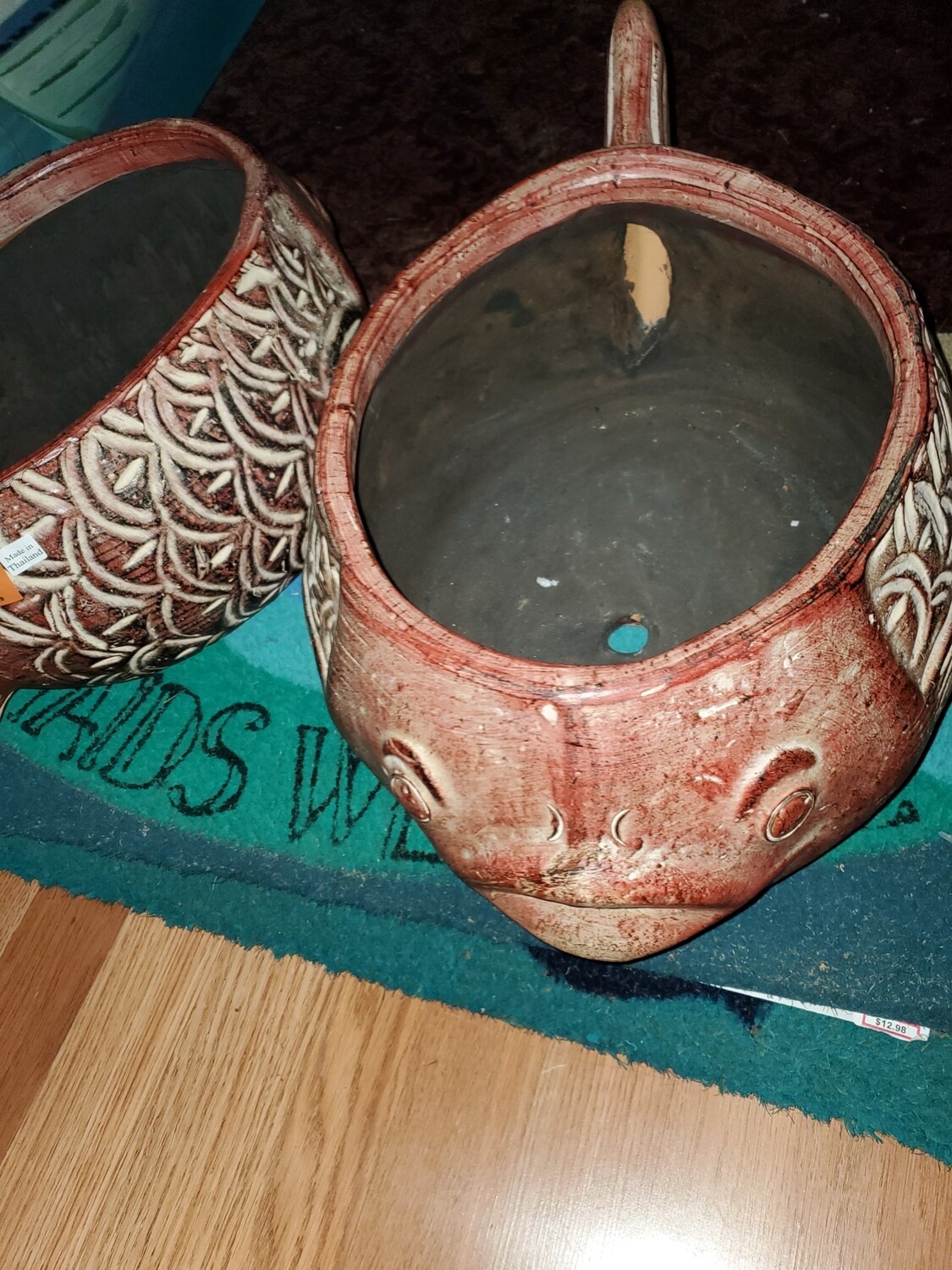 2 Piece Set Brown Fish Flower Pot