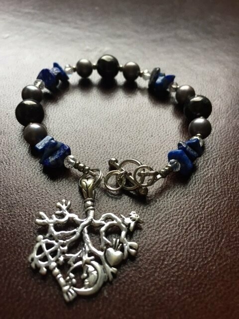 Cimaruta Bracelet - Lapis Lazuli, Black Pearl & Jet