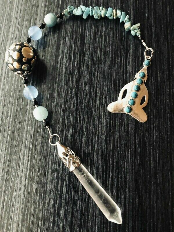 Quartz Crystal, Aventurine, Blue Jade & Turquoise Pendulum