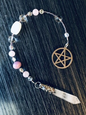 Quartz Crystal, Rose Quartz, & Pentagram Pendulum