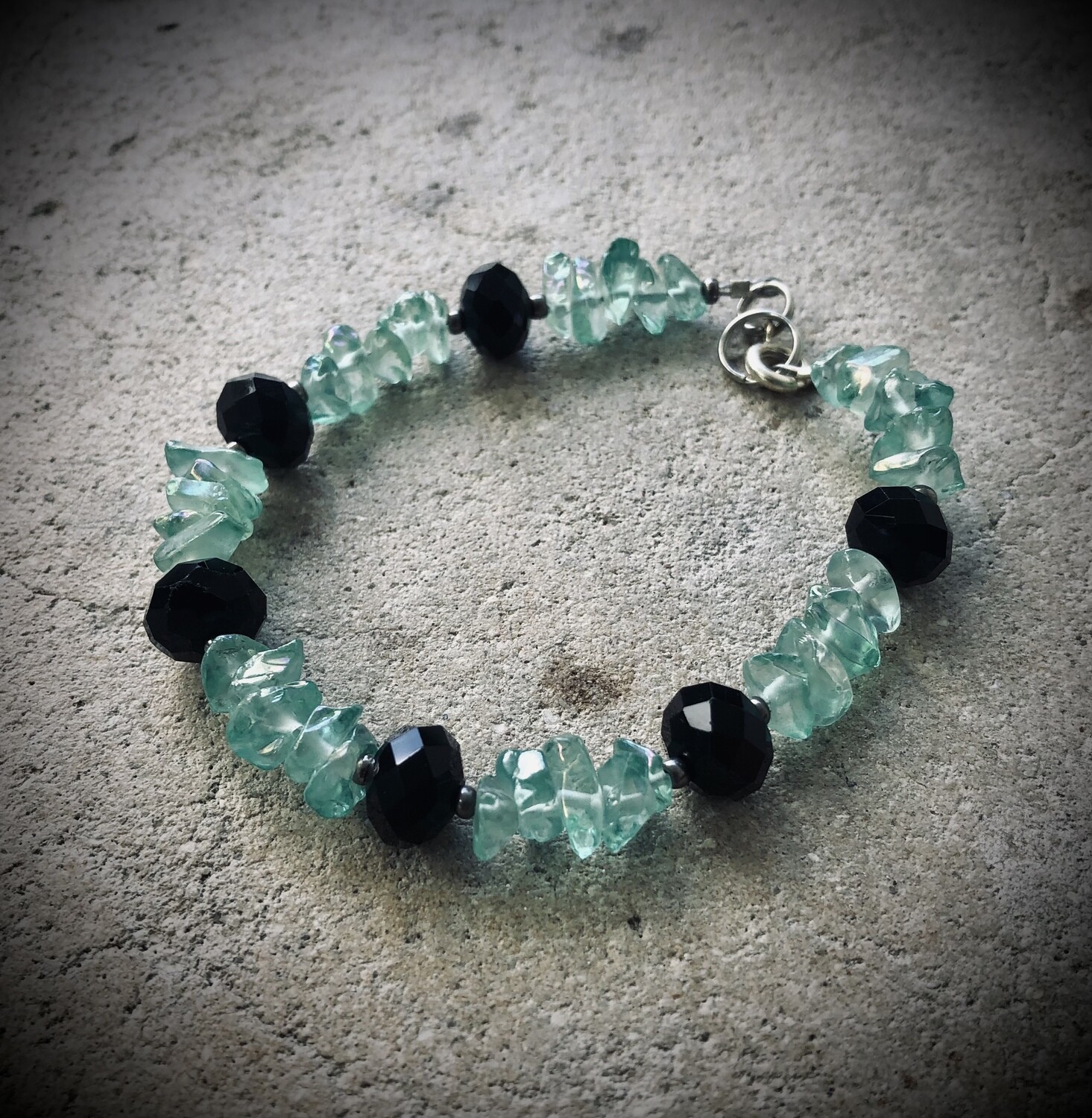 Onyx & Teal Angel Aura Quartz Bracelet