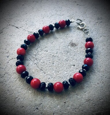 Red Coral & Onyx Bracelet