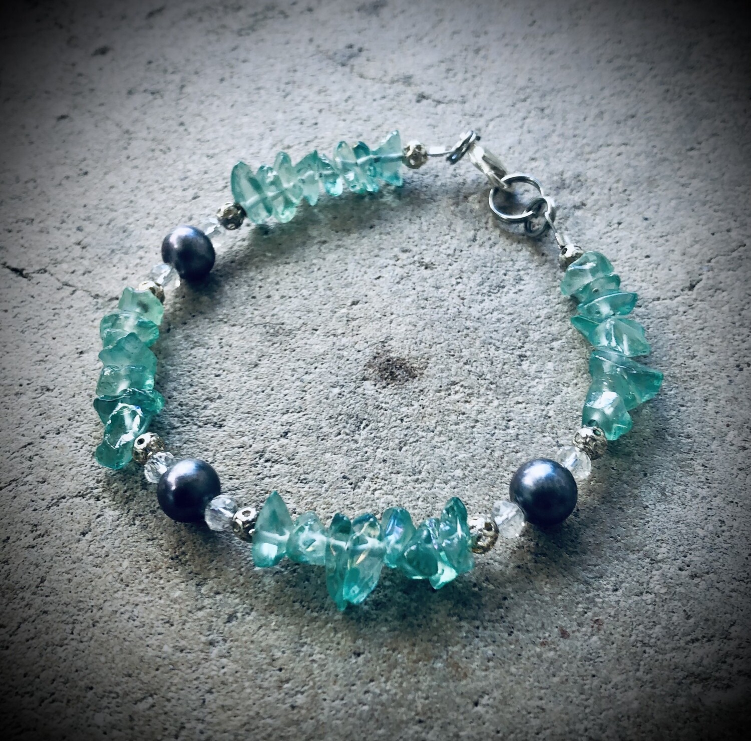 Pearl & Teal Angel Aura Quartz Bracelet