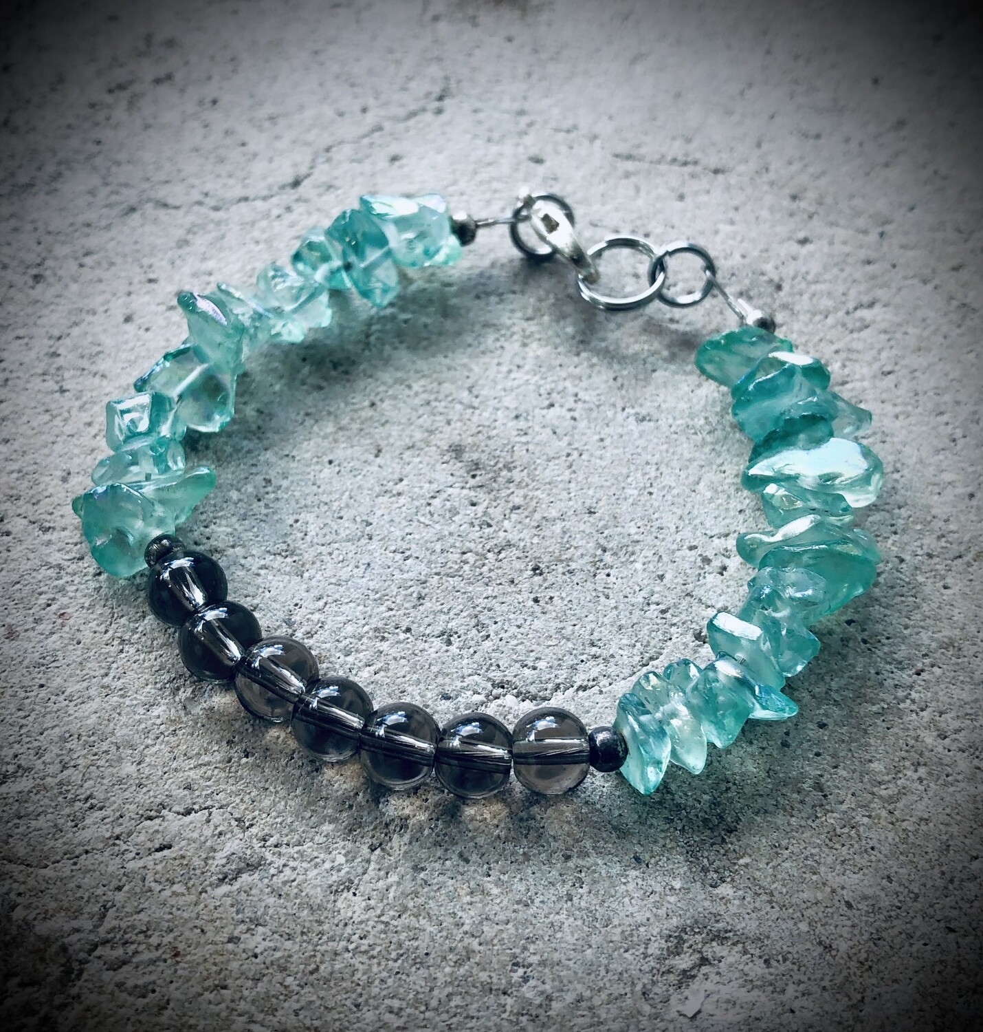 Smoky Quartz & Teal Angel Aura Quartz Bracelet