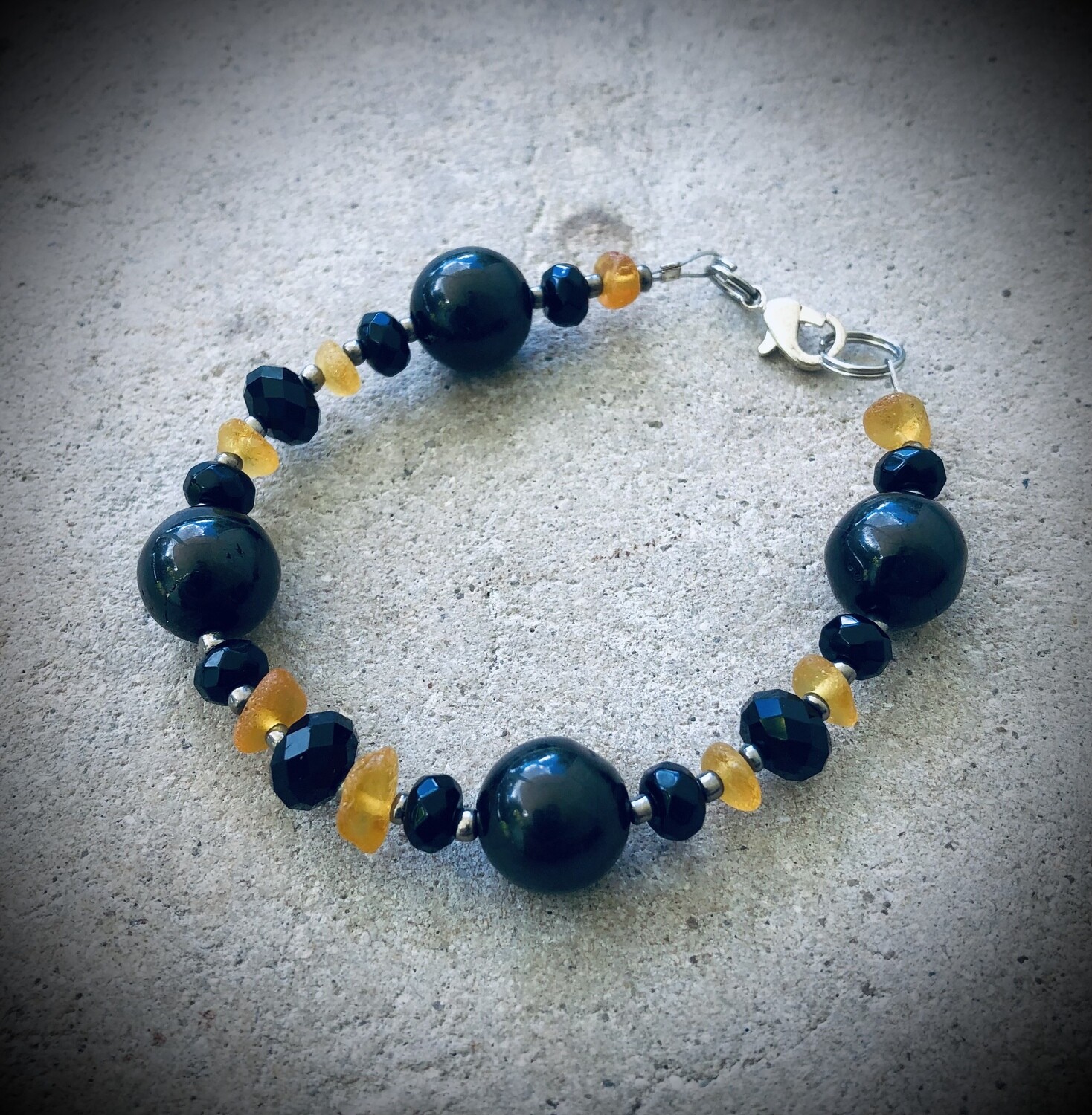 Amber, Jet & Onyx Bracelet