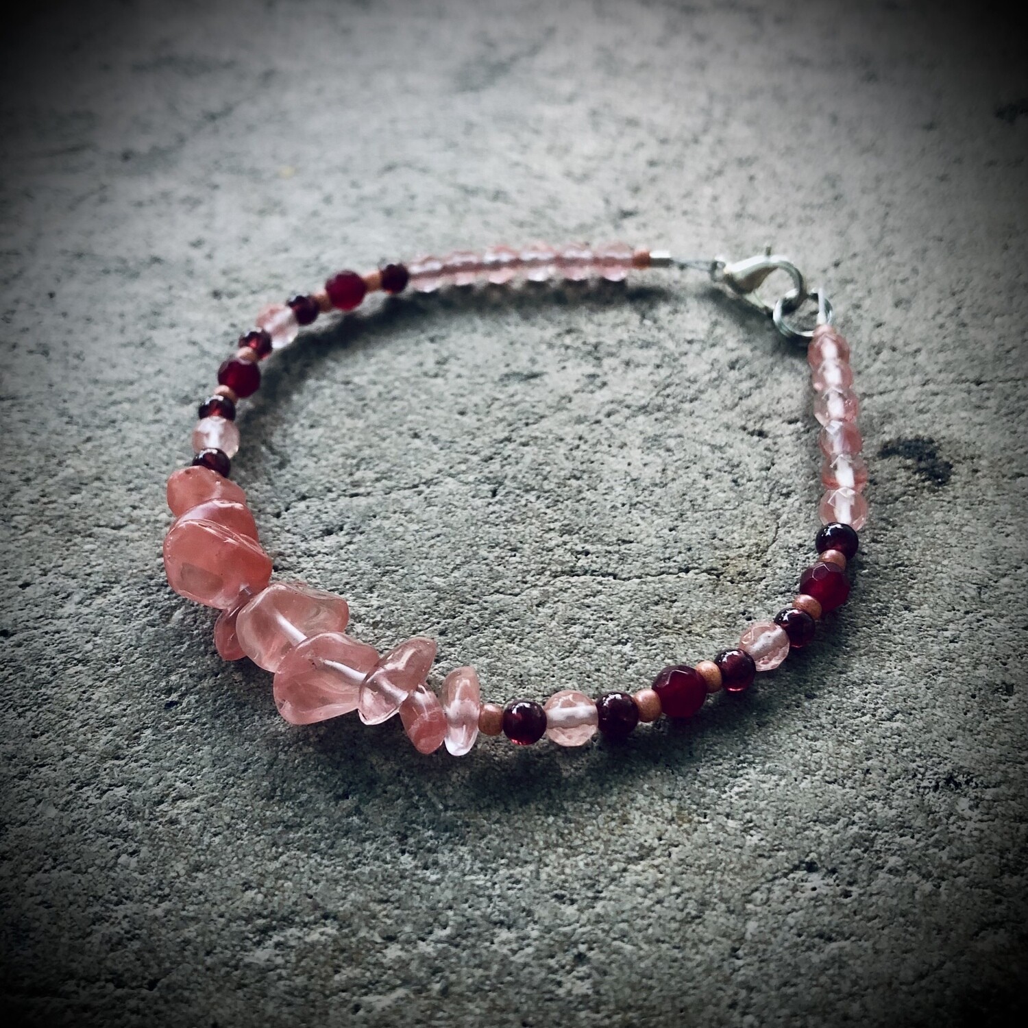 Strawberry Quartz & Garnet Bracelet
