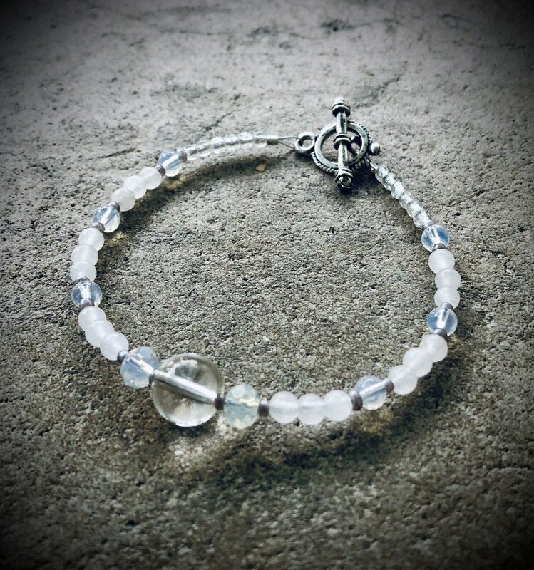 Quartz Crystal, Opalite & Moonstone Bracelet
