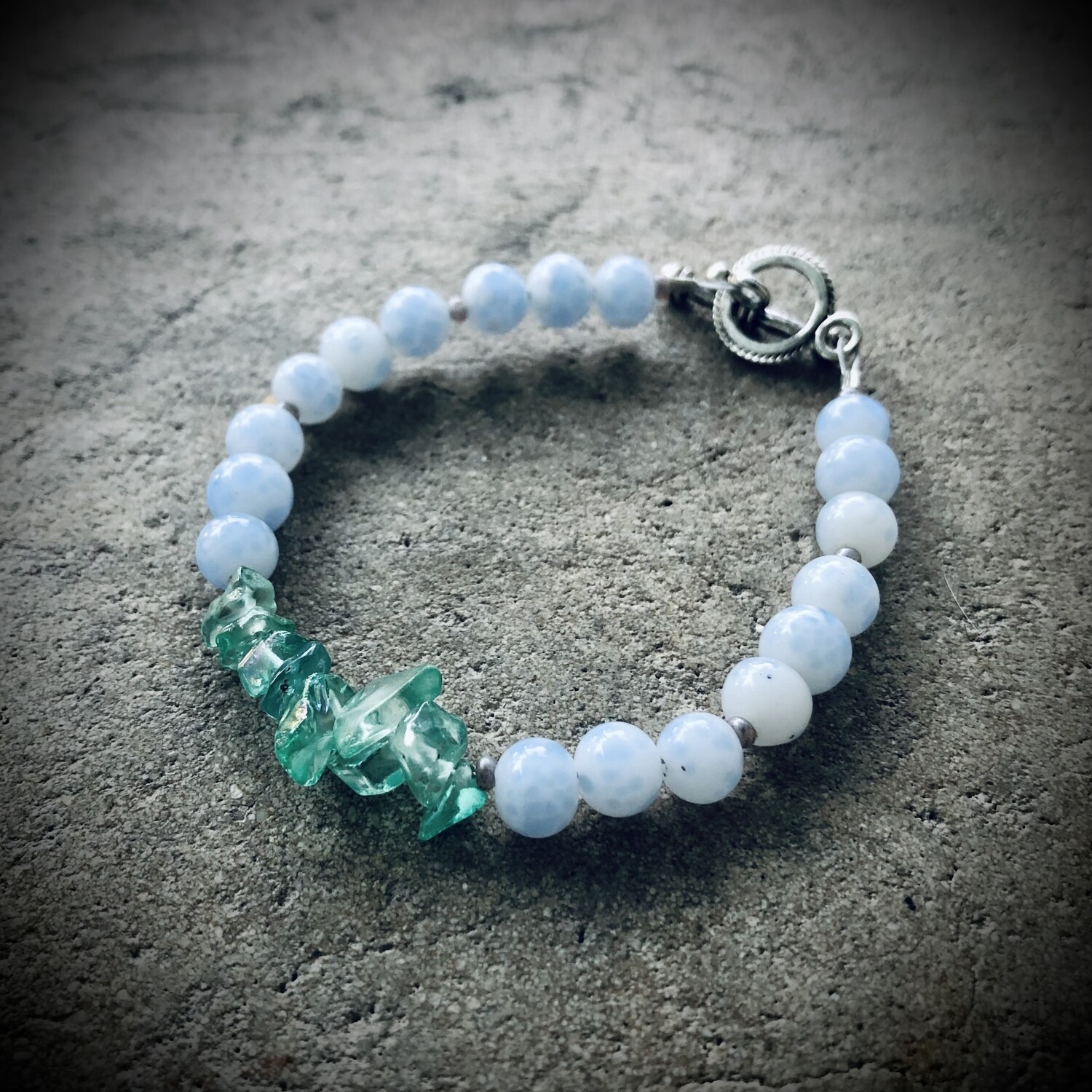 Blue Lace Agate & Aqua Aura Quartz Bracelet