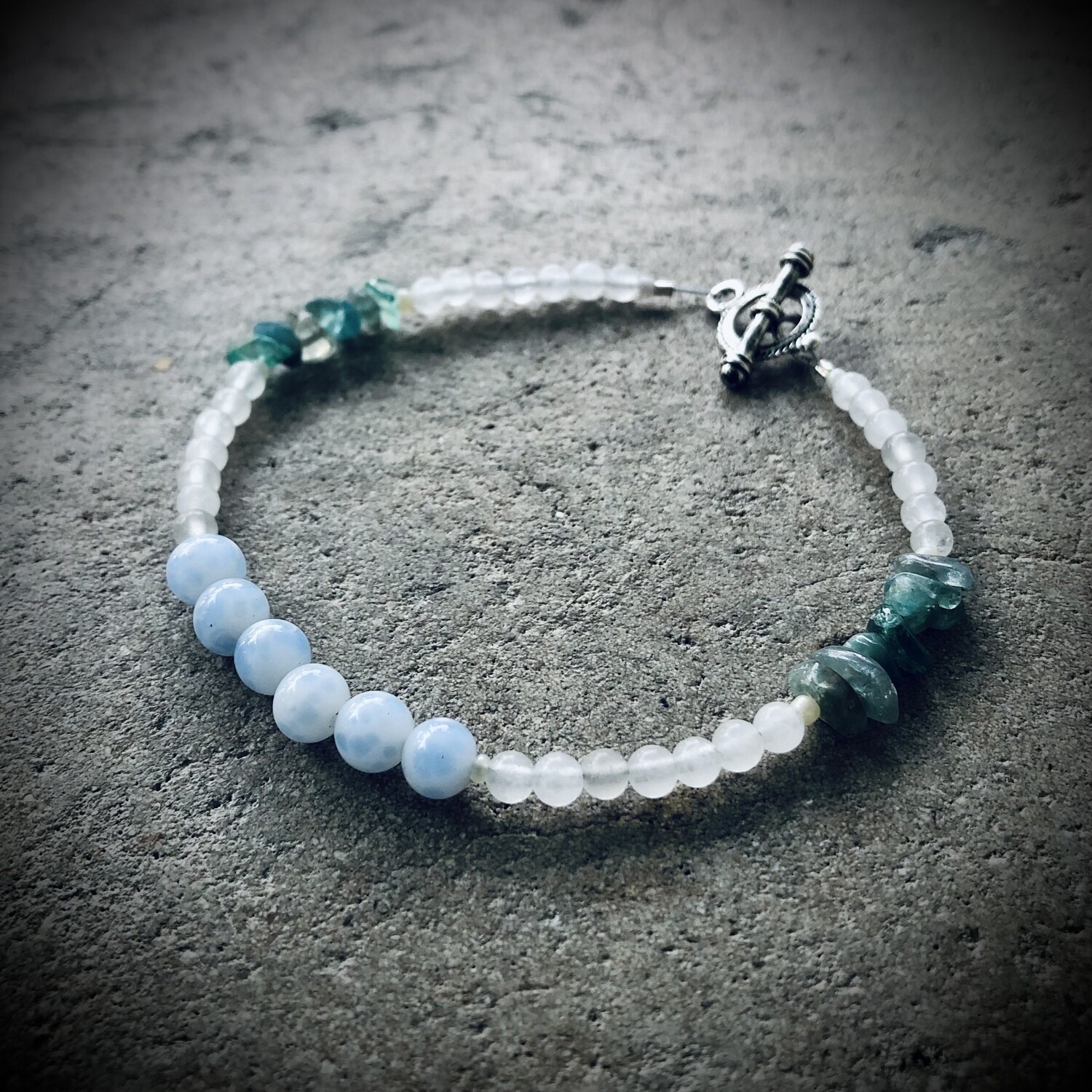 Blue Lace Agate, Moonstone & Aventurine Bracelet