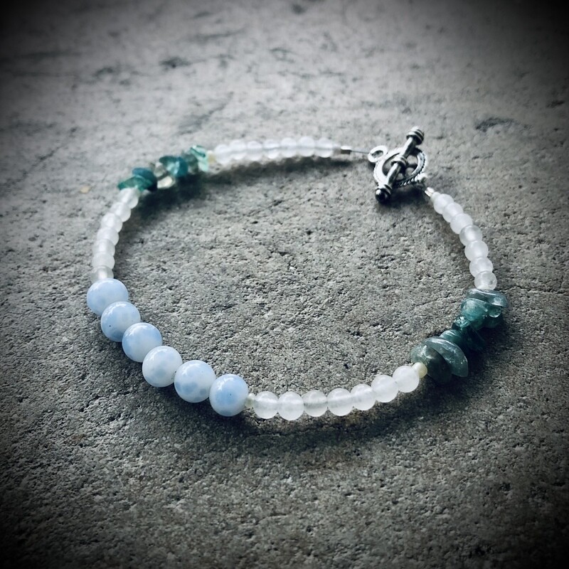 Blue Lace Agate, Moonstone & Aventurine Bracelet