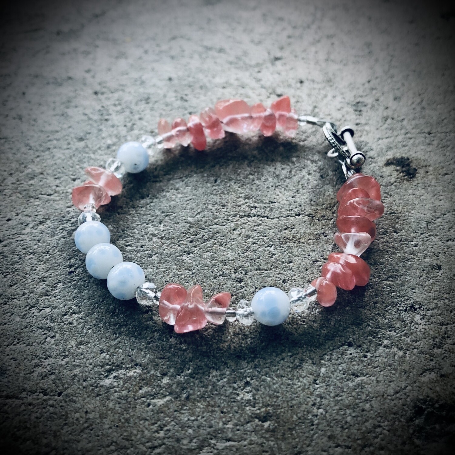 Strawberry Quartz & Blue Lace Agate Bracelet