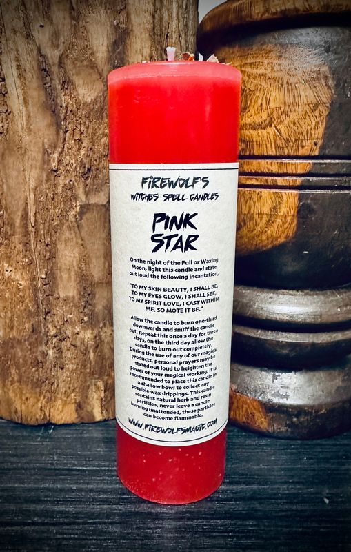 PINK STAR MAGICK Pillar Candle