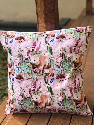 Pink Wombat Cushion Cover