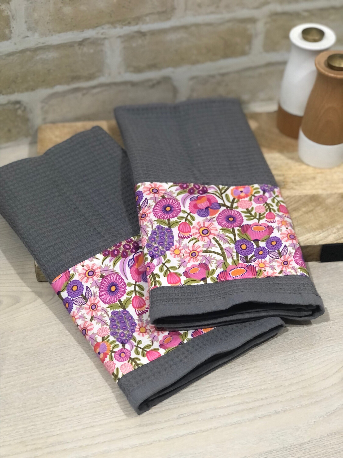 Pink Floral Tea Towel Set