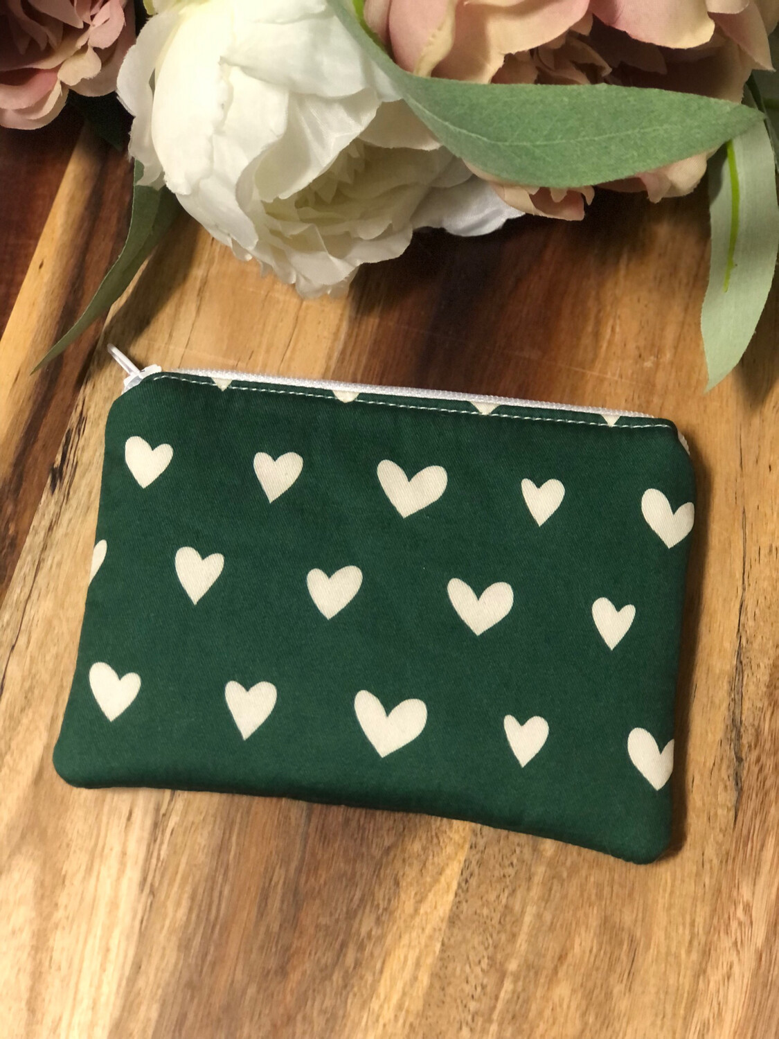 Green Hearts Coin Pouch