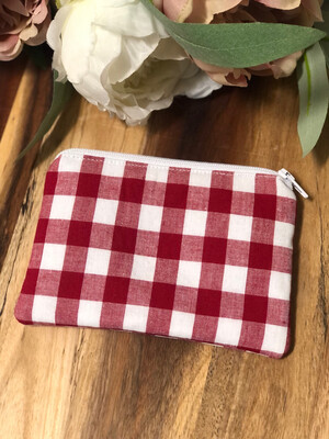 Red Gingham Coin Pouch
