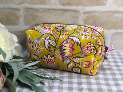Mustard Floral Boxy Pouch - Large