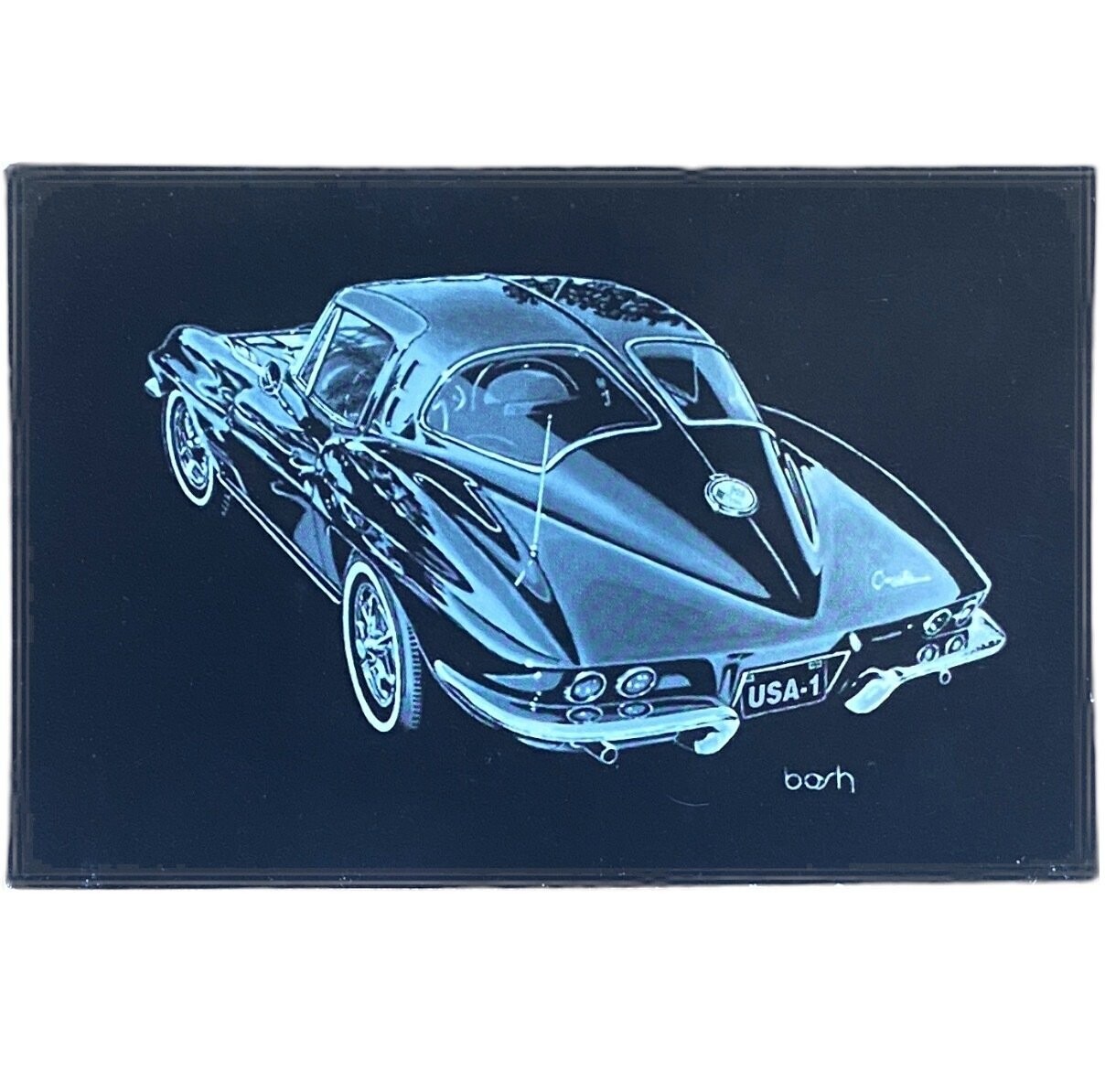 '63 Sting Ray Corvette Postcard Kent Bash 1994