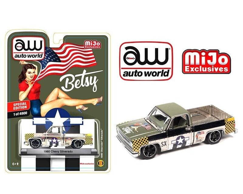 Auto World Mijo Exclusives 1980 Chevrolet Silverado Pickup Chrome Pinup Girl Betsy