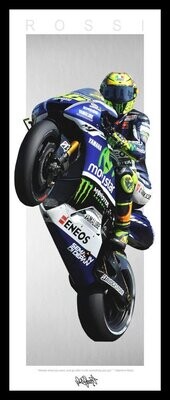 Valentino Rossi Wheelie MotoGP Framed Lithograph