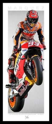 Marc Marquez Wheelie MotoGP Framed Lithograph