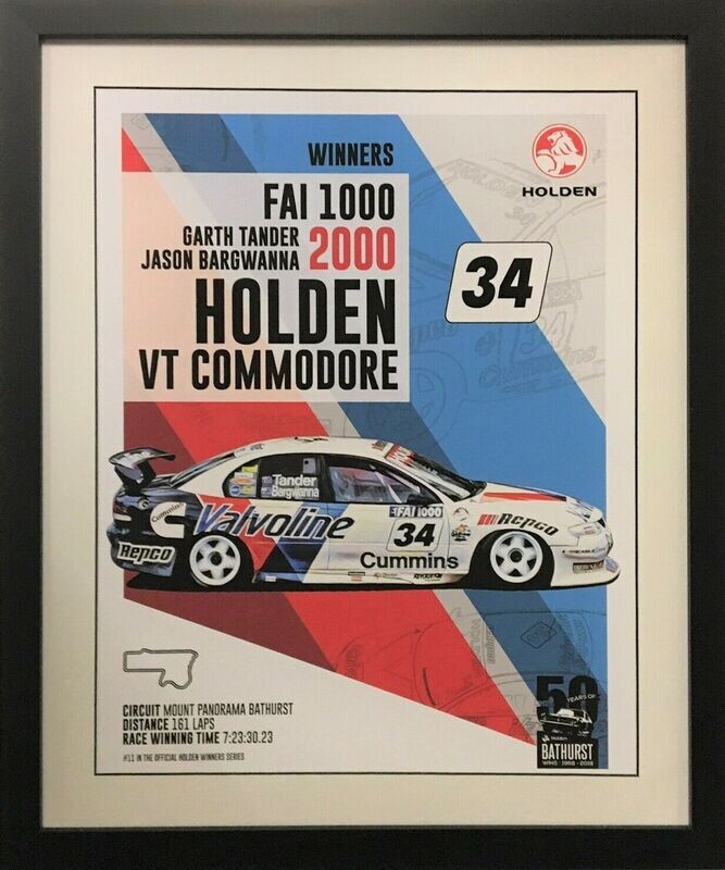 FAI 1000 Winner Garth Tander/Jason Bargwanna 2000 Holden VT Commodore Framed Lithograph