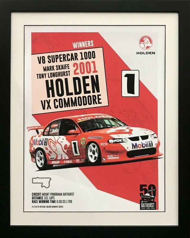V8 Supercar 1000 Winners Mark Skaife/Tony Longhurst 2001 Holden VX Commodore Framed Lithograph