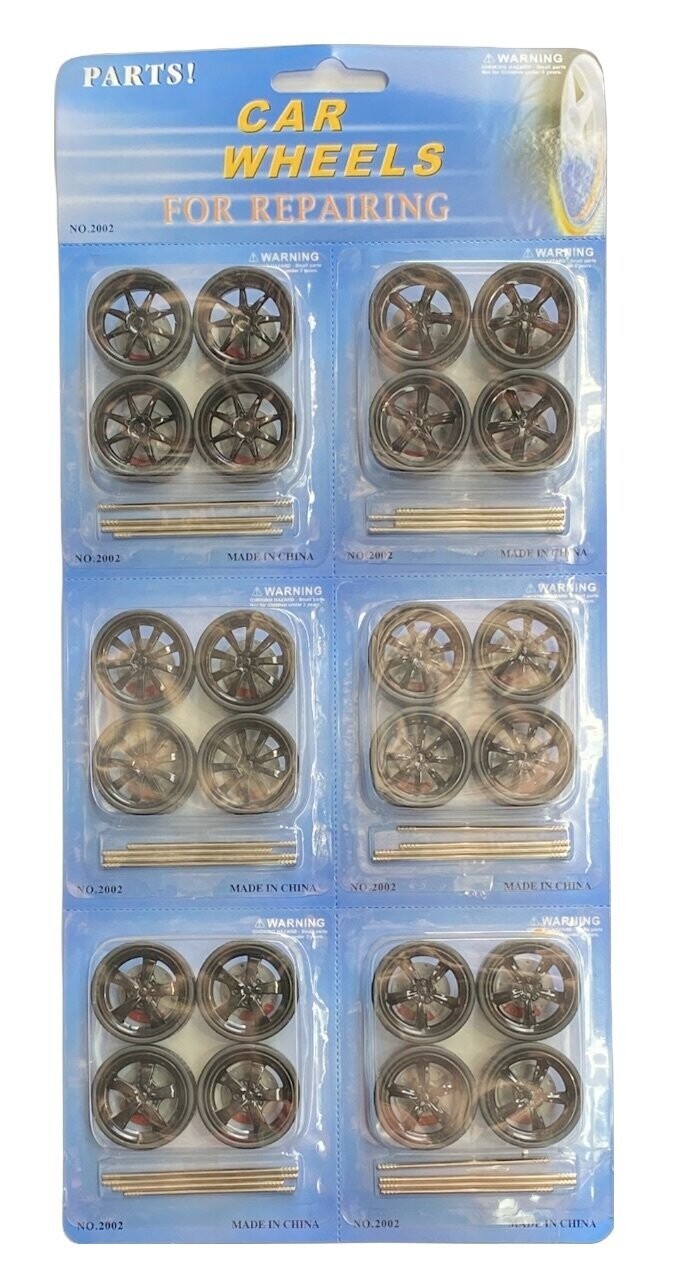 MJ2002B Black Star Rims & Wheel Set 1/24