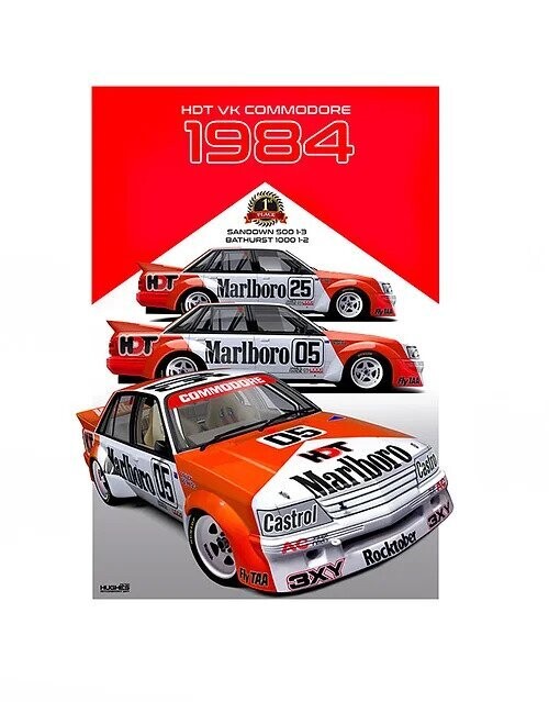 Hughes Motorsport Art 1984 HDT VK Commodore Winner Sandown & Bathurst 1-2 '84 Print
