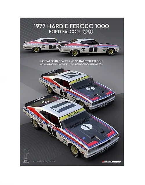 Hughes Motorsport Art 1977 Bathurst Winner Ford XC GS Hardtop Falcon 1-2 Print