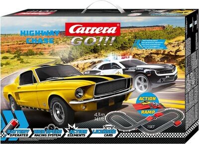 Carrera Go!! Highway Chase Battery Operated 1/43 Scale Slot Car Racing Track Set