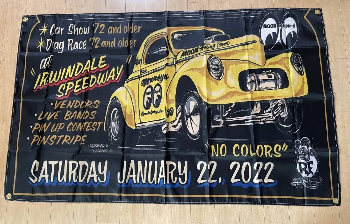 Mooneyes Irwindale Speedway Car Show Drag Race Banner Flag