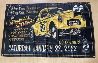 Mooneyes Irwindale Speedway Car Show Drag Race Banner Flag