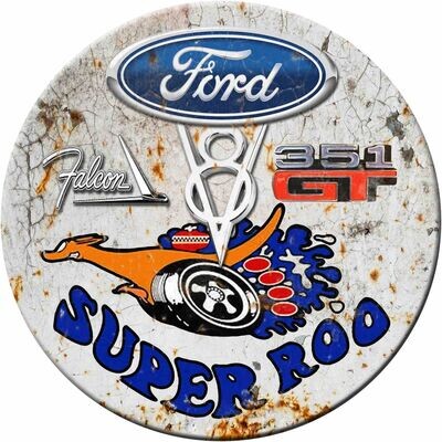 Ford Super Roo 30cm Round Tin Sign