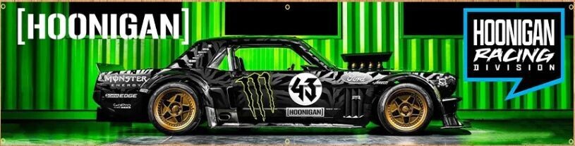 Hoonigan Racing Division Block Ford Mustang Side Banner Flag