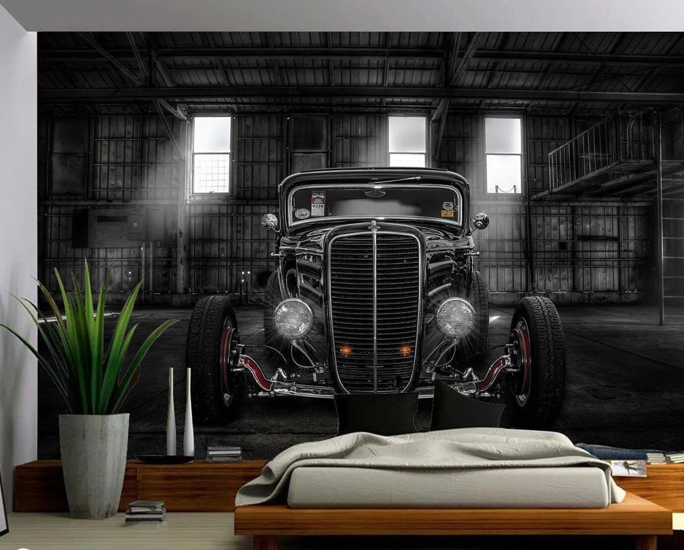 Black Ford Coupe Hot Rod Banner Flag 300cm x 180cm