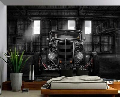 Black Ford Coupe Hot Rod Banner Flag 300cm x 180cm