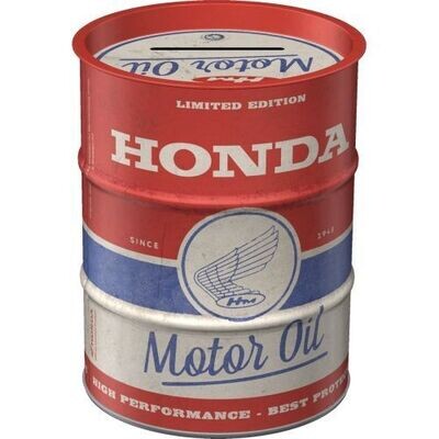 Nostalgic-Art Money Box Oil Barrel Honda MC Motor Oil 9.3x9.3x11.5cm