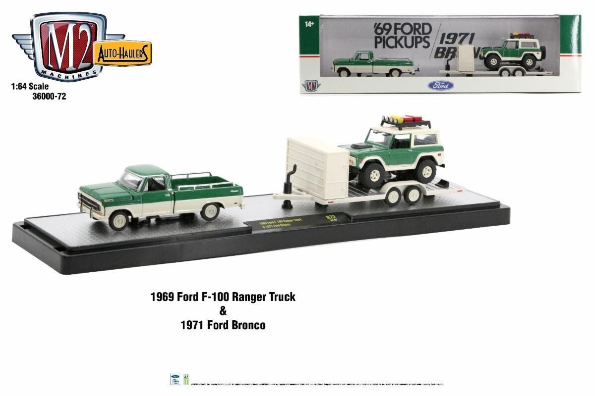 M2 Machines Auto-Haulers R72 1969 Ford F-100 Ranger Truck & 1971 Ford Bronco