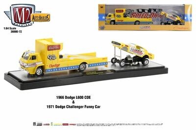 M2 Machines Auto-Haulers R72 1966 Dodge L600 COE & 1971 Dodge Challenger Funny Car