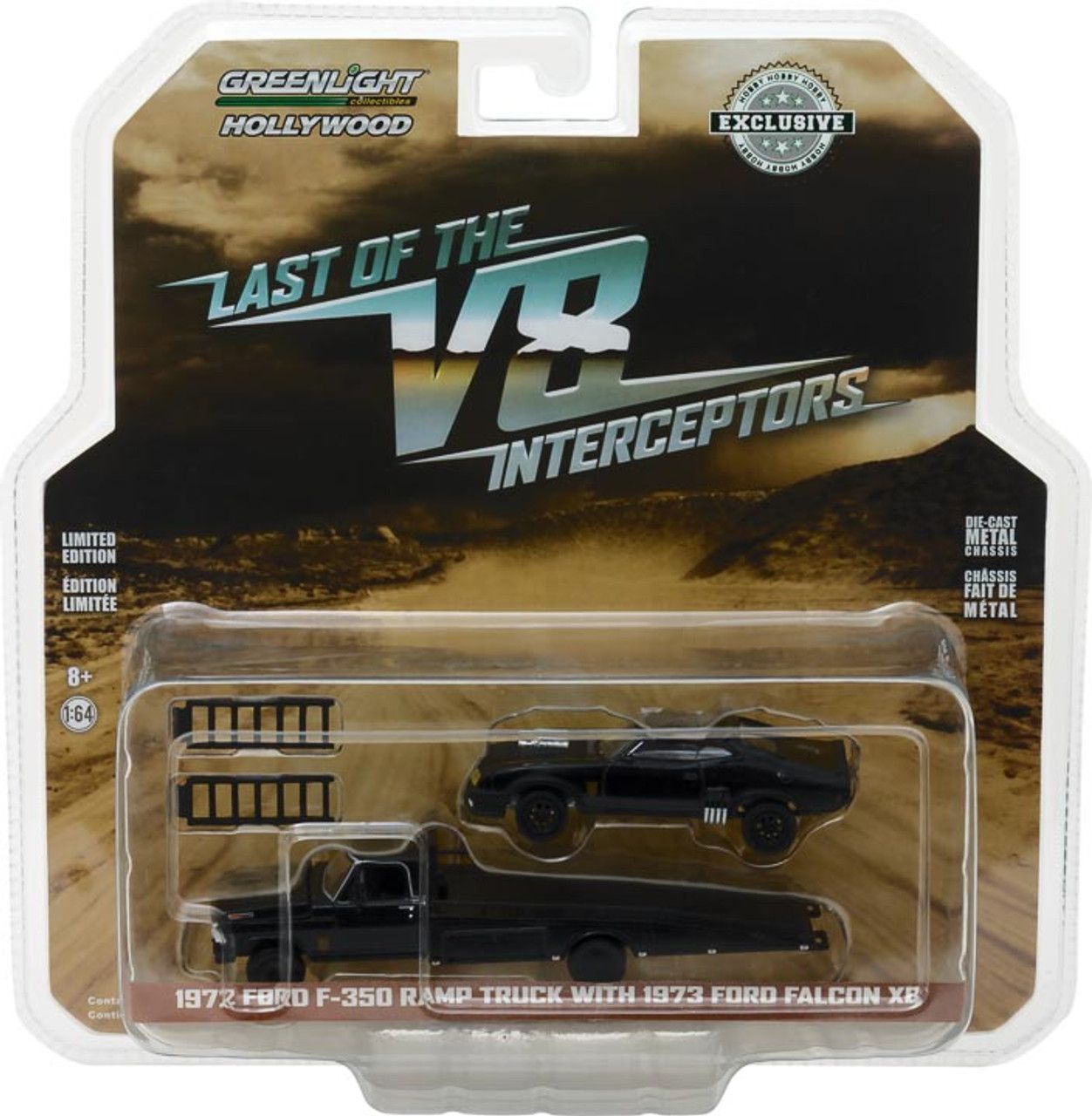 Greenlight Last of the V8 Interceptors 1972 Ford F-350 Ramp Truck with 1973 Ford Falcon XB