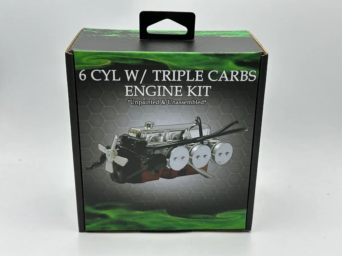 DDA623A 1/24 LC/LJ 6 Cyl Engine with Triple Carbs Plastic Kit Accessory