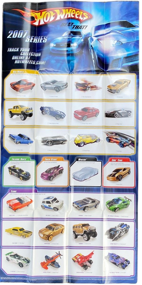 2007 Hot Wheels 1/64th Diecast Line Single Sided Poster