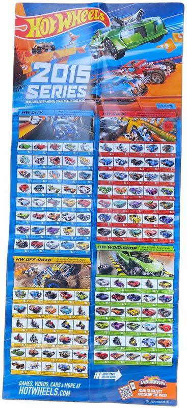 2015 Series Hot Wheels 1/64th Diecast Line Double Sided Poster