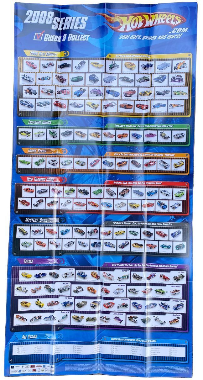 2008 Hot Wheels 1/64th Diecast Line Double Sided Poster