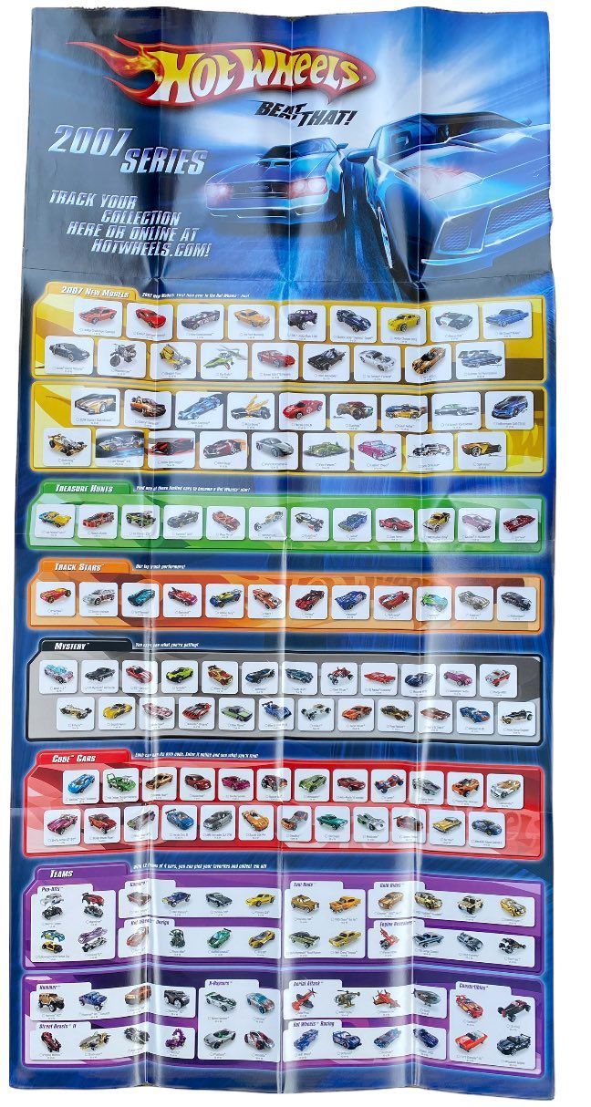 2007 Hot Wheels 1/64th Diecast Line Double Sided Poster