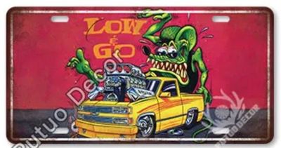 Rat Fink Low & Go Chevrolet Metal Licence Plate