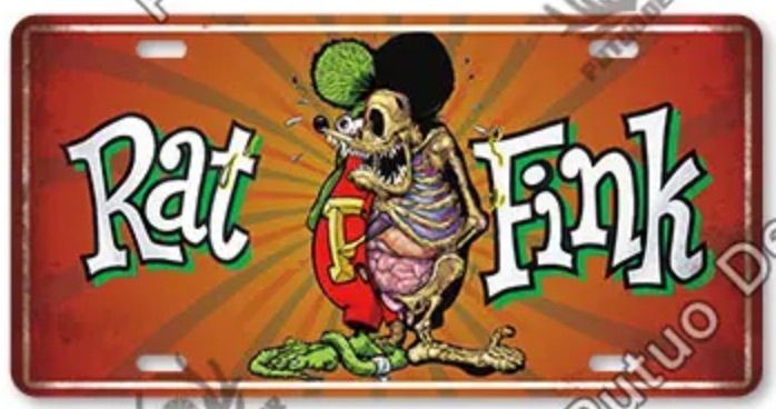 Rat Fink Skeleton Metal Licence Plate